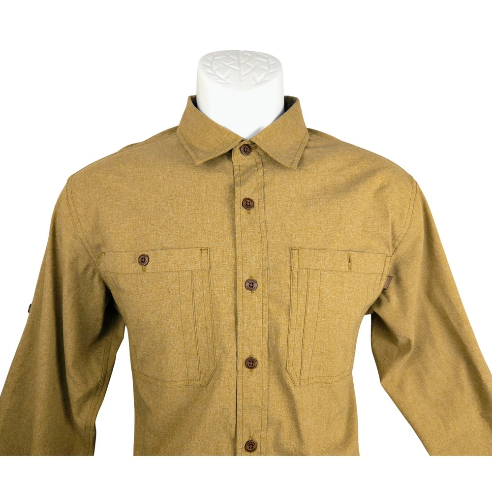 Outdoor Research Wayward LS Shirt Mens Small Yellow Stretch Hiking Travel 244052